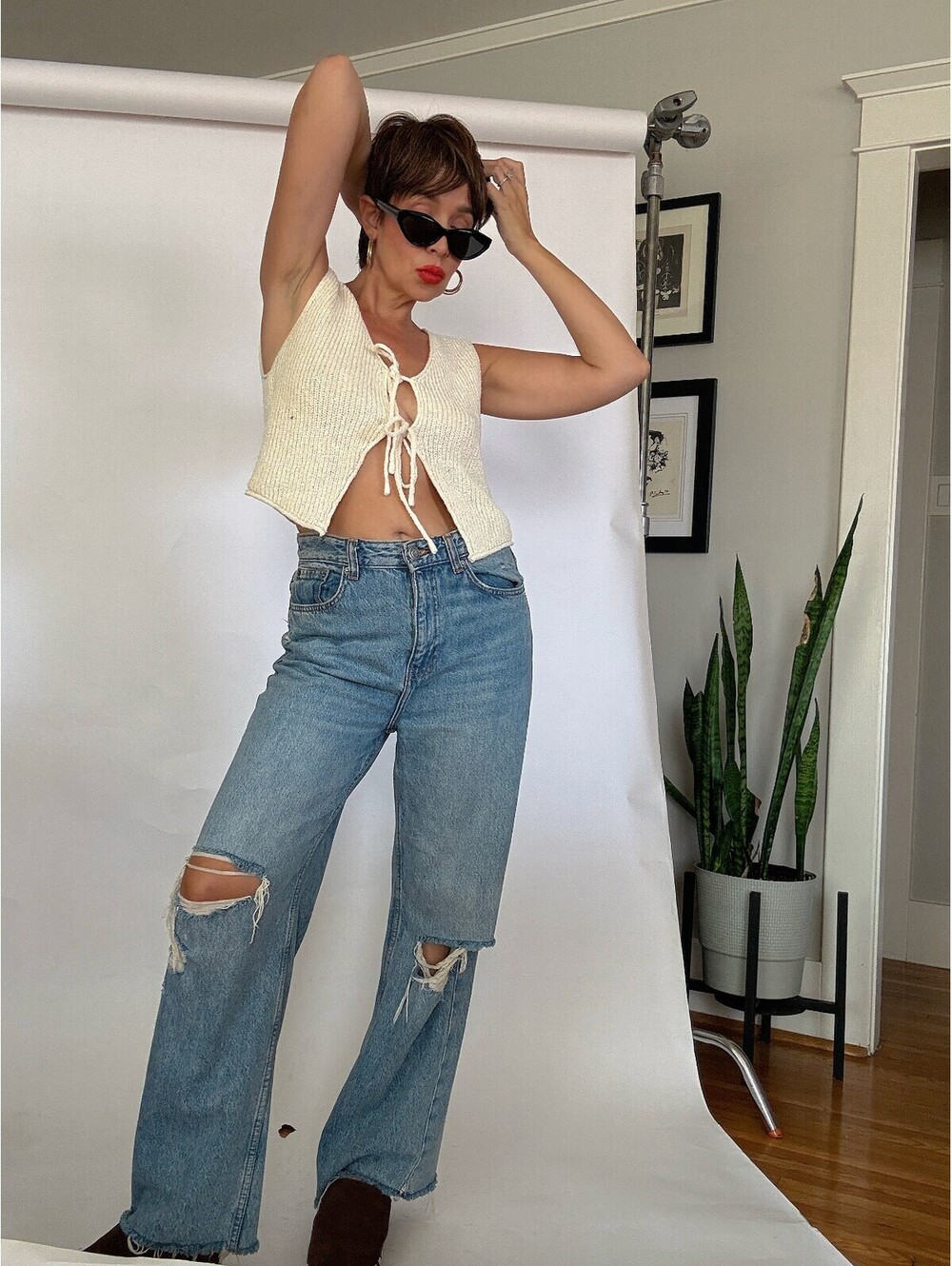 Cream Knit Top